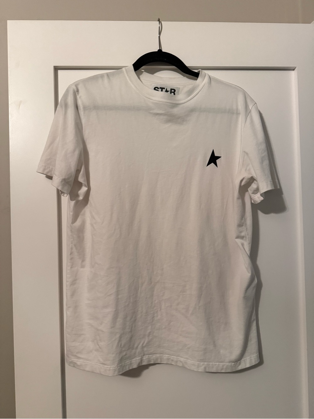 Golden Goose White Short-Sleeve Crew T-Shirt with Black Star